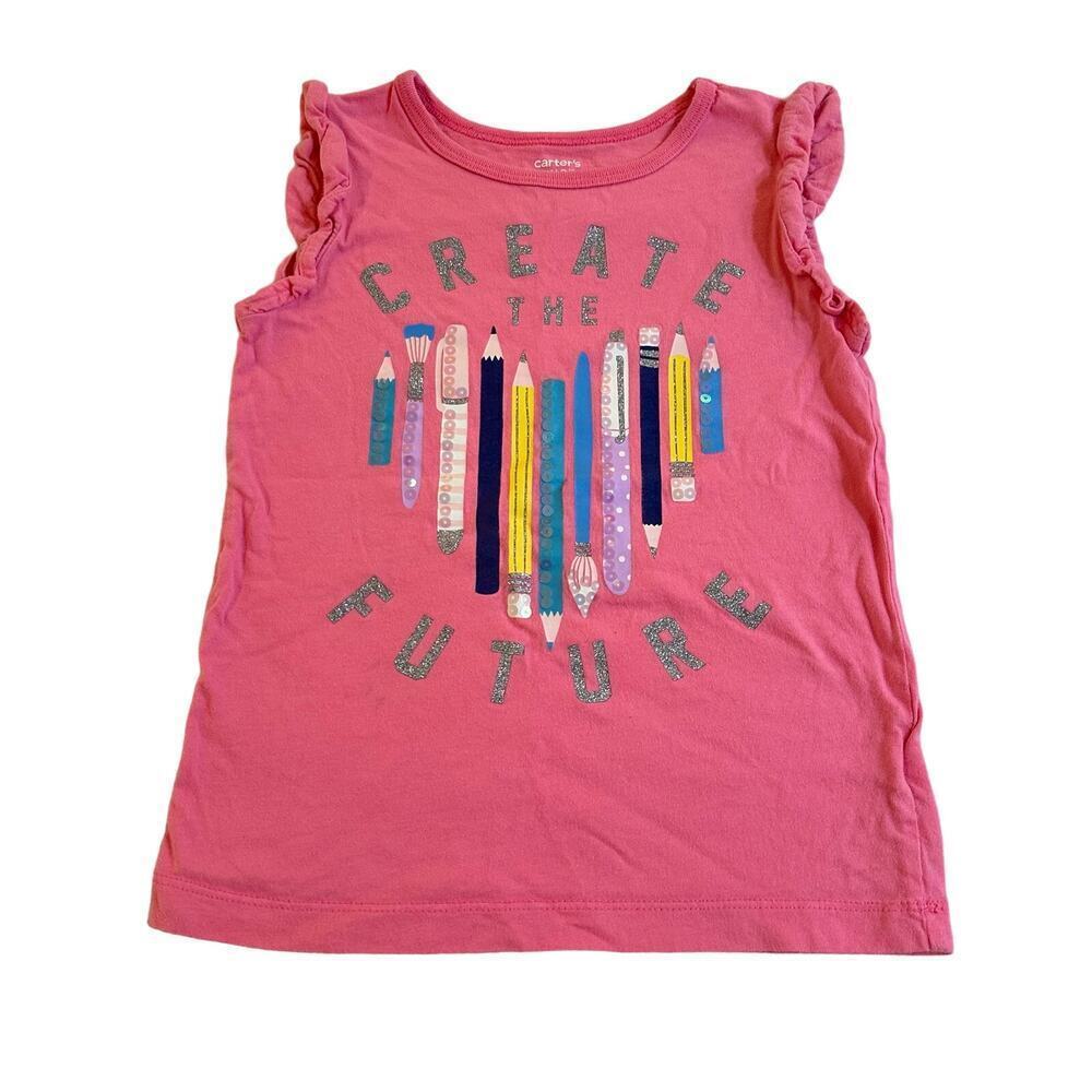 Carter's Girls Pink Top sz 4/5 Girl's School Short Sleeve Tee Pencil